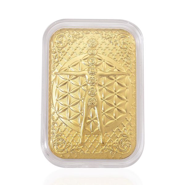 Vitruvianischer Mann mit 7 Chakren-Barren in 999er Gold