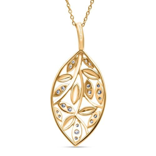 LUXURIANT DIAMOND- SI Labor Diamant Anhänger mit 50cm Kette, 925 Silber mit 750 Gelbgold Vermeil - 0,24 ct. image number 4