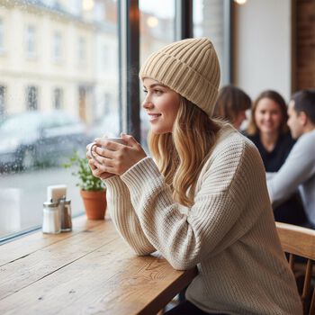 Rippstrick-M&uuml;tze mit Teddyfutter, Einheitsgr&ouml;&szlig;e, Cr&egrave;me