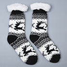 1 Paar rutschfeste Haus Socken mit Jojoba Infusion und Sherpa Futter, Einheitsgröße 24x23x12 cm, Schwarz und Weiß image number 0