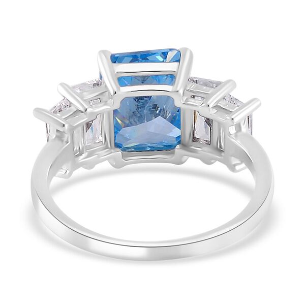 Blauer Zirkonia, Weißer Zirkonia Ring, 925 Silber rhodiniert (Größe 17.00) image number 4