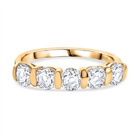 Moissanit Ring, 925 Silber 750 Gelbgold Vermeil - 1,13 ct.