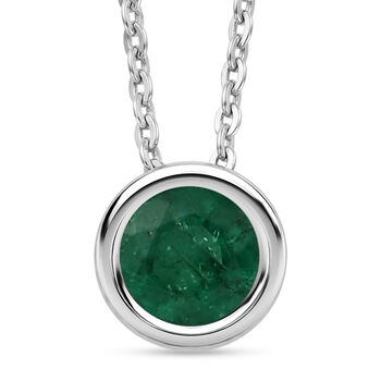 D'Joy AAA Kagem Sambischer Smaragd Schmuckset ca. 50 cm 925 Silber Rhodiniert ca. 0.43 ct