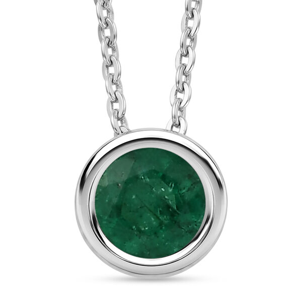 D'Joy AAA Kagem Sambischer Smaragd Schmuckset ca. 50 cm 925 Silber Rhodiniert (10-15 Werktage Lieferzeit) ca. 0.43 ct