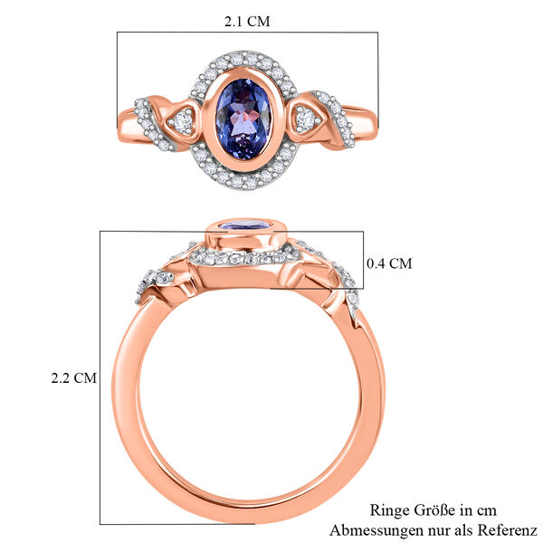 Tansanit und Zirkon-Ring, 925 Silber rosévergoldet  ca. 0,87 ct image number 7