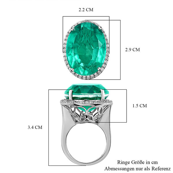 Smaragd-Triplett-Quarz und wei&szlig;er Zirkon-Ring - 34,05 ct. image number 7