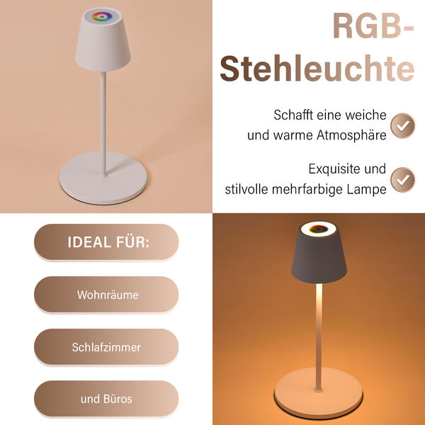 Kabellose Stehlampe mit Touch-Steuerung, Weiß, 18x118 cm image number 1
