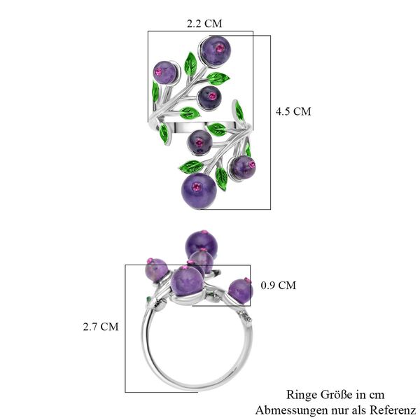 Afrikanischer Amethyst und lila Kristall Ring, Messing (Gr&ouml;&szlig;e 16.50) image number 8