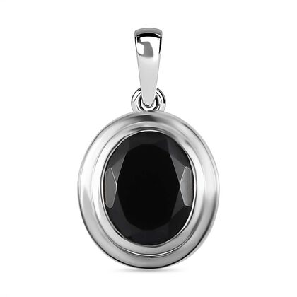 Schwarzer Spinell Anh&auml;nger, Messing platiniert ca. 3.57 ct