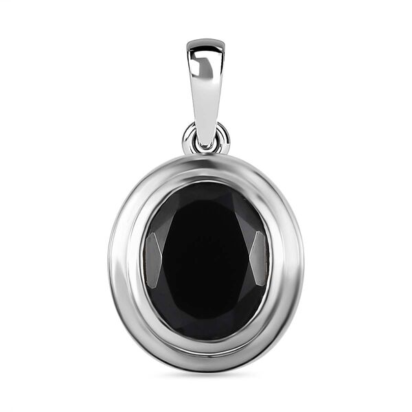 Schwarzer Spinell Anh&auml;nger, Messing platiniert ca. 3.57 ct