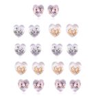 9 Paar Ohrstopper Set Herz, 925 Silber Kern mit Silikon, Mix rhodiniert vergoldet rosévergoldet,