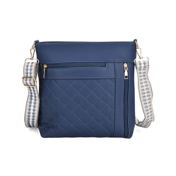 Crossbody-Tasche mit Steppmuster, Kunstleder, 21 x 13 x 7,5 cm, Marineblau