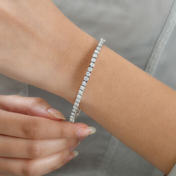 D'Joy Moissanit 19cm Armreif, Edelstahl und 925 Silber rhodiniert - 8,16 ct.