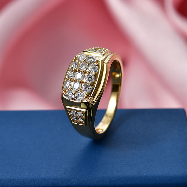 EverTrue Moissanit Herrenring, Messing mit Gelbgold E-Beschichtung - 0,79 ct. image number 2