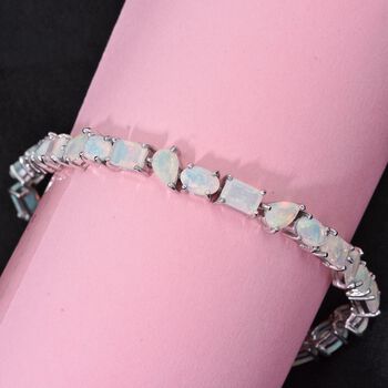 AA Nat&uuml;rlicher, &auml;thiopischer Welo Opal Armband ca. 18 cm 925 Silber Rhodiniert ca. 9.09 ct