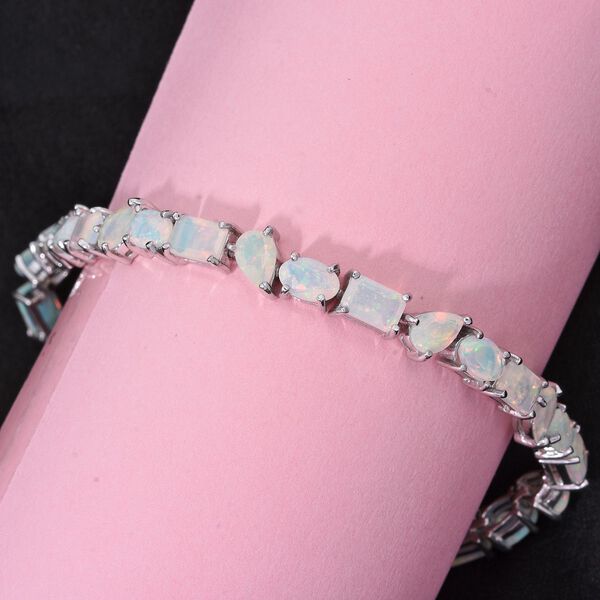 AA Nat&uuml;rlicher, &auml;thiopischer Welo Opal Armband ca. 18 cm 925 Silber Rhodiniert ca. 9.09 ct image number 2
