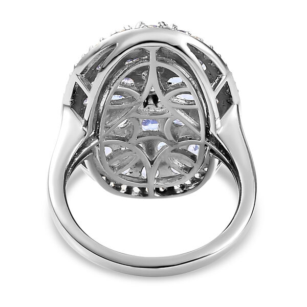Tansanit und wei&szlig;er Zirkon-Ring, 925 Silber platiniert  ca. 4,47 ct image number 6