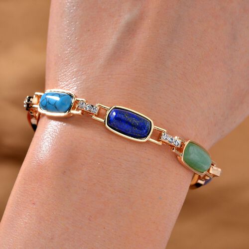 Mehrfarbige Edelsteine, Weißes Kristall Armband mit magnetischem Verschluss, ca. 20 cm image number 1