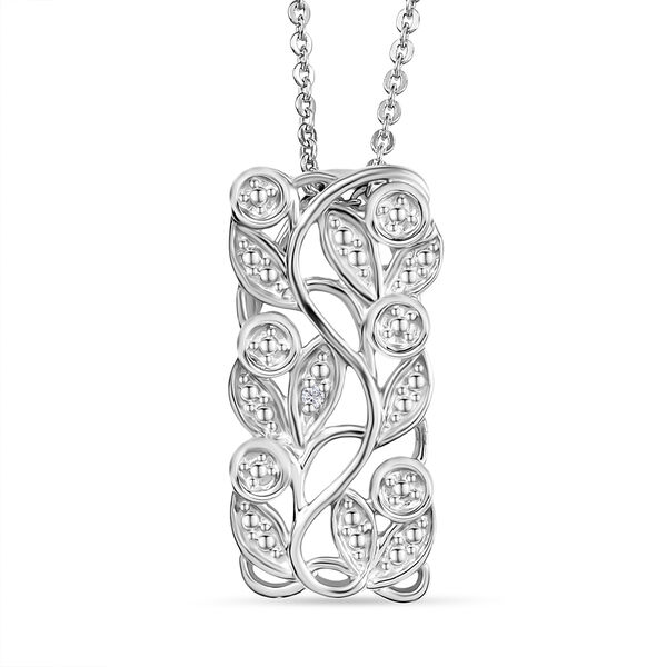 ALLORO platinierter Silber-Anh&auml;nger mit Diamantakzenten und 50cm Kette