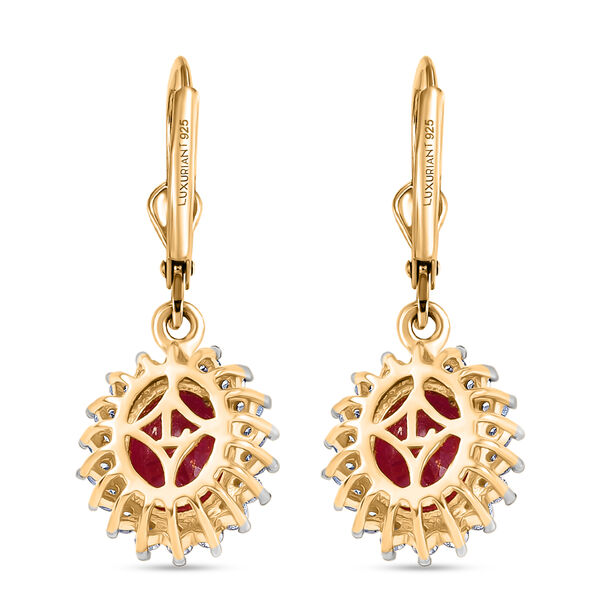 LUXURIANT - AA Niassa Rubin, Lab Grown Diamant Ohrringe 925 Silber 750 Gelbgold Vermeil ca. 6,50 ct. image number 4