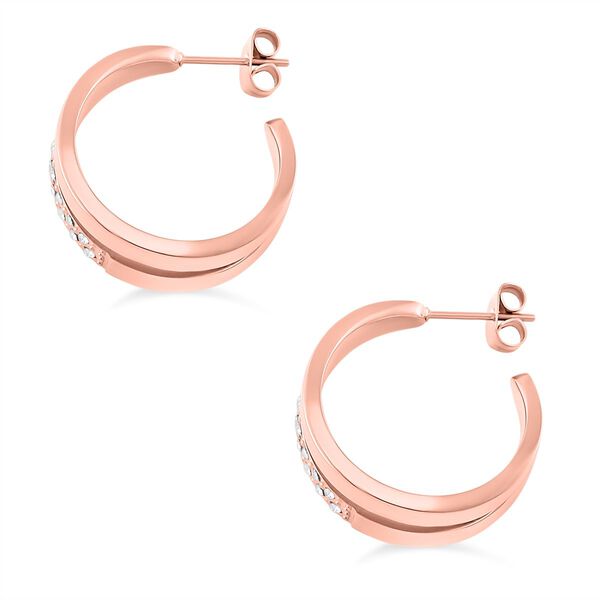 Weißer Zirkonia Ohrringe Reiner Edelstahl, Rosefarben image number 4