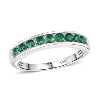 Socoto Smaragd Ring 925 Silber platiniert (Gr&ouml;&szlig;e 19.00) ca. 0,58 ct