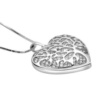 Wei&szlig;er Kristall-Herz-Anh&auml;nger mit Kette - 1,50 ct.