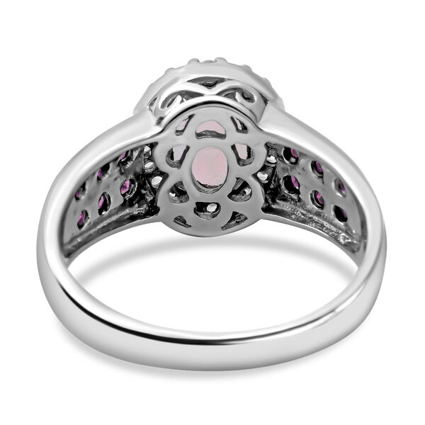 Nat&uuml;rlicher, &auml;thiopischer Welo Opal und afrikanischer Rubin-Ring, 925 Silber platiniert  ca. 1,97 ct image number 4