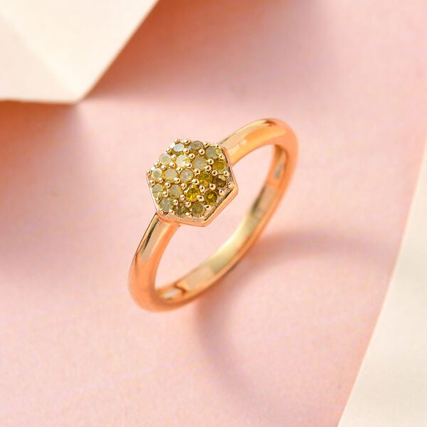 Gelber Diamant Ring 925 Silber Gelbgold Vermeil (Größe 17.00) ca. 0,20 ct image number 1