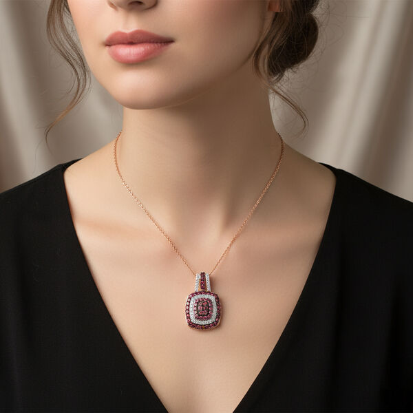 D'Joy AA Padparadscha Saphir und Zirkon Anh&auml;nger mit 50cm Kette - 1,36 ct. image number 2