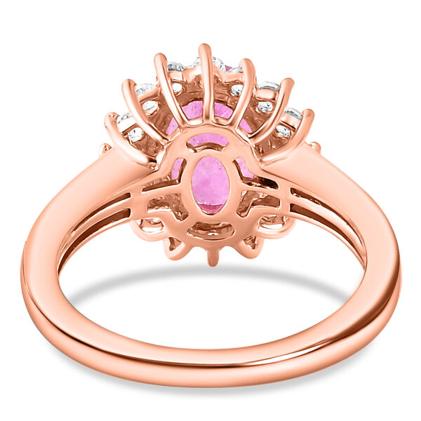 Premium Ilakaka Rosa Saphir und Zirkon-Halo Ring, 925 Silber Roségold Vermeil, 2,98 ct. image number 6