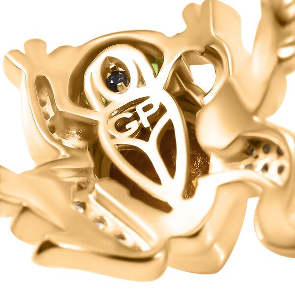 GP - Serra Gaucha Citrin, Weißer Zirkon Ring 925 Silber 750 Gelbgold Vermeil (Größe 21.00) ca. 1,86 ct image number 7