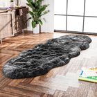 Luxury Edition: Wolkenweicher 2200 GSM Kunstfell Läufer 60x180 cm, Schwarz Meliert