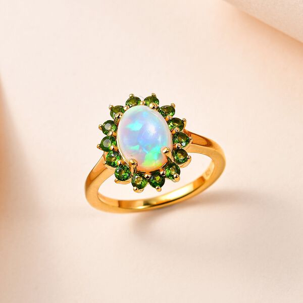 AA nat&uuml;rlicher, &auml;thiopischer Welo Opal und Chromdiopsid Ring und Anh&auml;nger image number 3