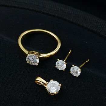 D'Joy Moissanit Schmuckset, 925 Silber vergoldet - 2,48 ct.