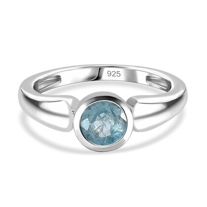 TUCSON FIND - Nat&uuml;rlicher AA Aqua Kyanit Ring 925 Silber rhodiniert (Gr&ouml;&szlig;e 20.00) ca. 1.03 ct