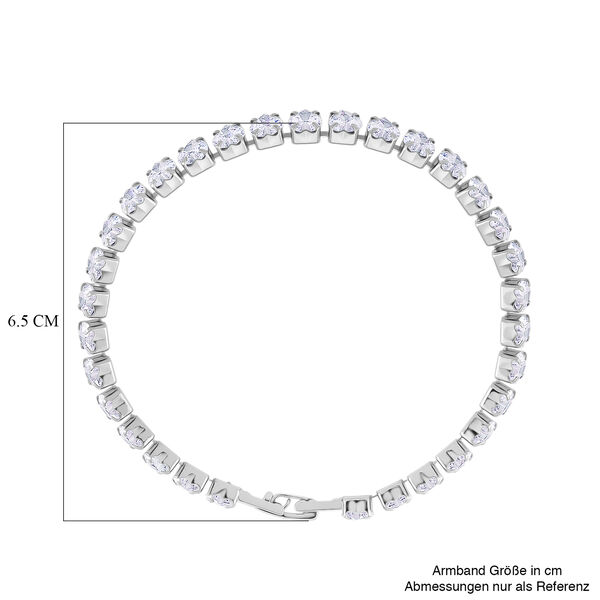 Wei&szlig;es Herz-Schliff Zirkonia 19cm Armband in Silberton image number 4