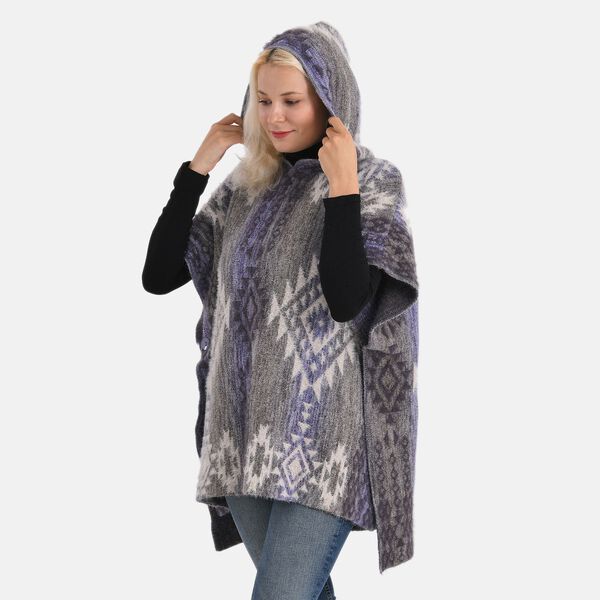  La Marey signature Printed pattern with hoodie ponchos image number 3