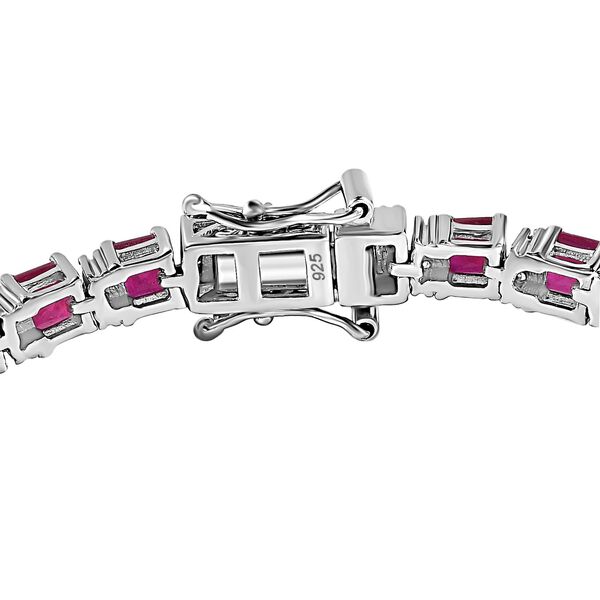 Afrikanischer Rubin (Fissure gefüllt), Weißer Zirkon Armband, ca. 20 cm, 925 Silber platiniert, ca. 16,80 ct image number 4