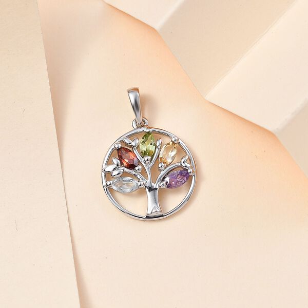 Mehrfarbige Edelstein Anh&auml;nger, 925 Silber platiniert ca. 0.84 ct image number 2