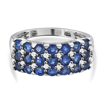 Kaschmir Kyanit, Wei&szlig;er Zirkon Ring, 925 Silber platiniert (Gr&ouml;&szlig;e 20.00) ca. 2.57 ct