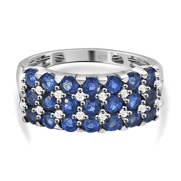 Kaschmir Kyanit, Wei&szlig;er Zirkon Ring, 925 Silber platiniert (Gr&ouml;&szlig;e 20.00) ca. 2.57 ct