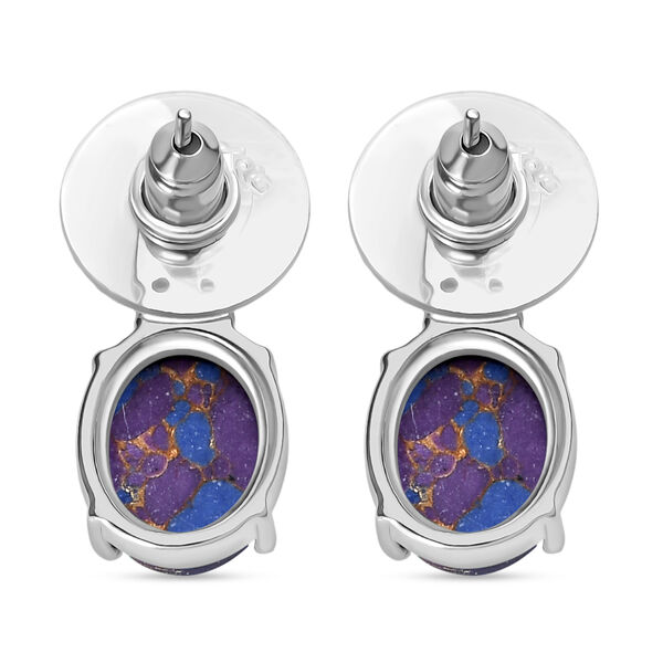 Lila Türkis, Afrikanischer Amethyst Ohrringe 316L Edelstahl ca. 6.61 ct image number 4