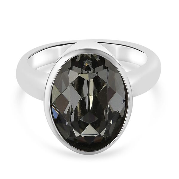 LUSTRO STELLA Österreichischer Schwarzer Diamant Kristall Solitär Ring Edelstahl image number 0