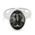 LUSTRO STELLA Österreichischer Schwarzer Diamant Kristall Solitär Ring Edelstahl (Größe 16.00)