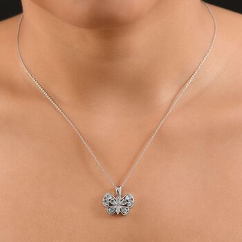 AAA blauer und wei&szlig;er Zirkon Anh&auml;nger mit 50cm Kette - 2 ct.