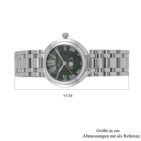 GENOA - Japanischem Uhrwerk und grünem Sonnenschliff-Zifferblatt, Reiner Edelstahl, 20 cm image number 8