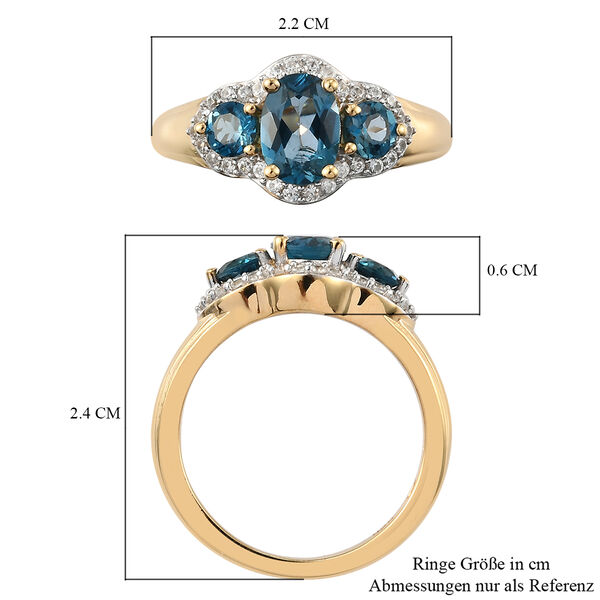 London Blau Topas und Zirkon Ring, ca. 1,54 ct image number 7