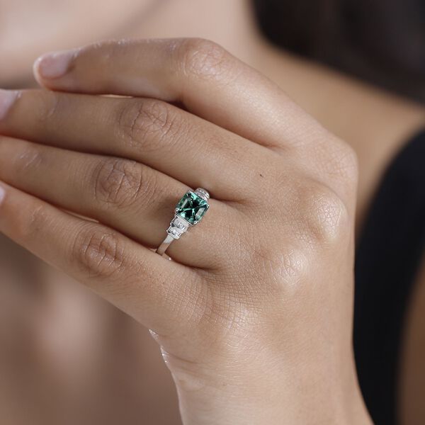 RHAPSODY - AAAA Pirineu Lagunen Turmalin (ASSCHER SCHLIFF), Weißer Diamant SGL zertifiziert Ring 950 Platin (Größe 20.00) ca. 1.97 ct image number 3