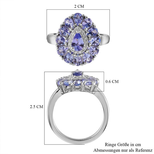 Tansanit und weißer Zirkon-Ring, 925 Silber platiniert  ca. 2,22 ct image number 7